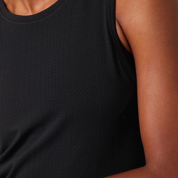NWT ATHLETA In Motion Tank Perforated Black Stretch - Picture 2 of 3